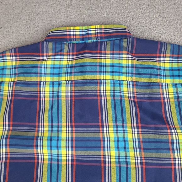 True Rock Shirt Mens XXL Blue Plaid Button Down Short Sleeve Cotton Preppy‎ - Picture 8 of 12